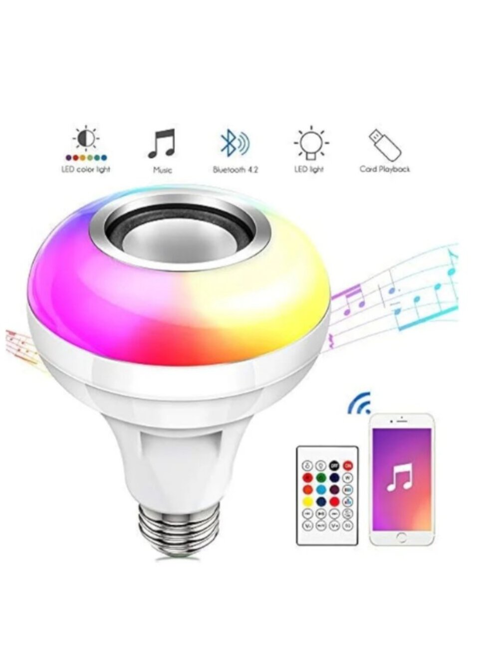 Skylar LED Color-Changing Light Bulb with Built-In Bluetooth Speaker
